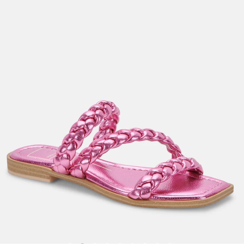 Dolce Vita Metallic Pink Braided Double-Strap Sandals